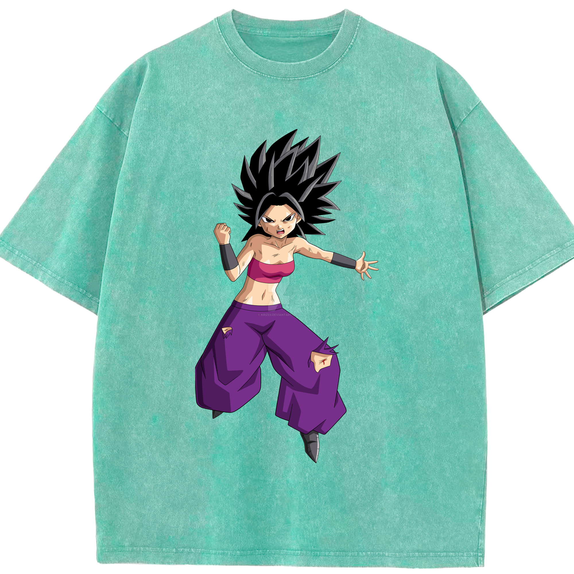 （画像用） ドラゴンボール カリフラ DRAGON BALL Caulifla 綿100% ヴィンテージ風 半袖Tシャツ（フロントプリント）